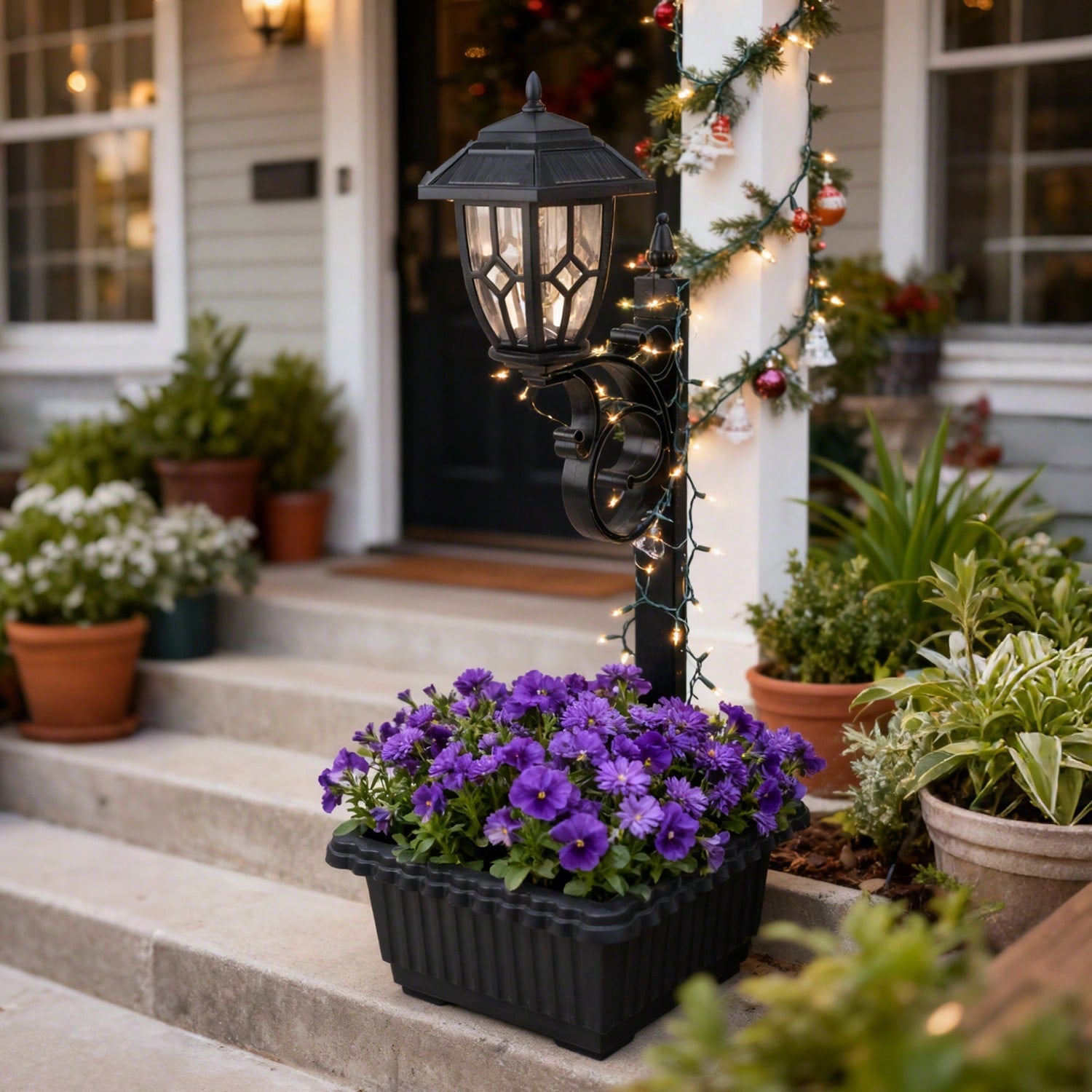 Outdoor Solar Lamp Post Light With Planter-2