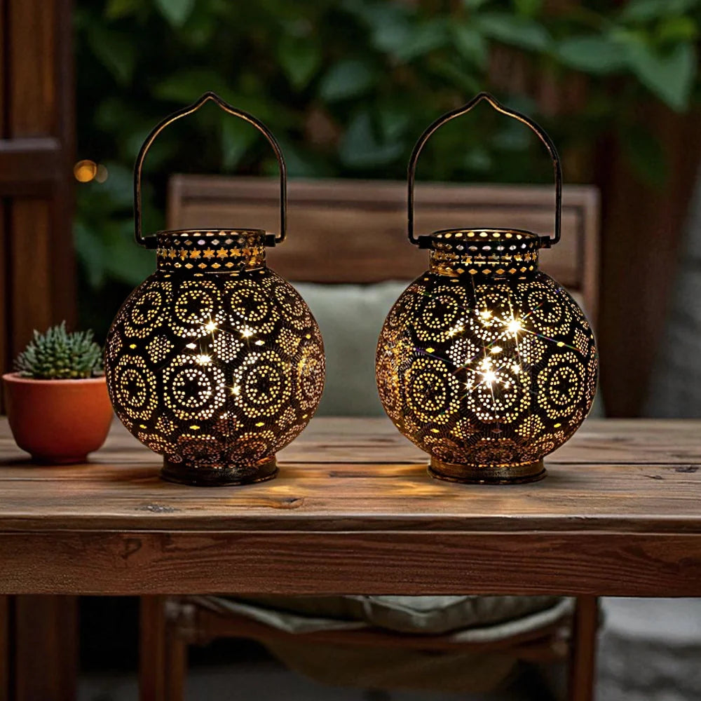 Set of 2 Moroccan Style Metal Table Lamp-4