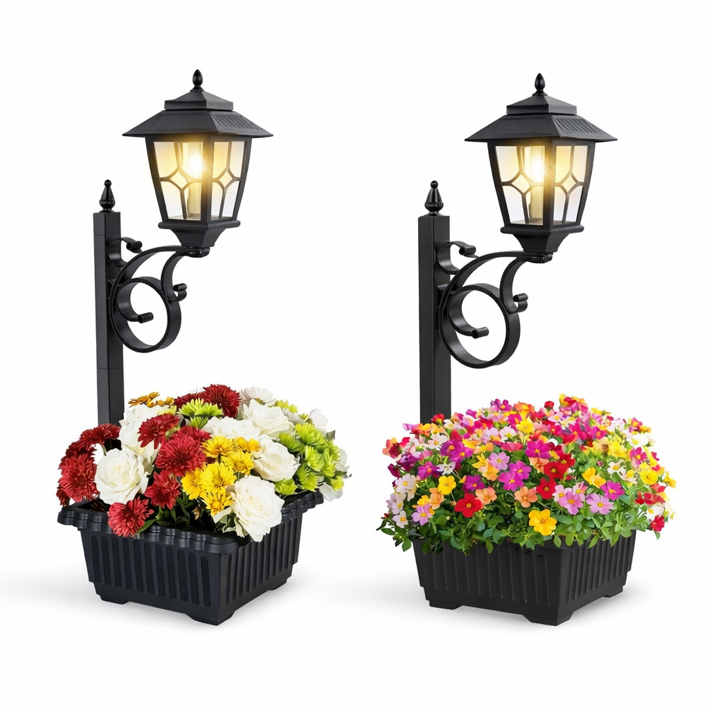 Outdoor Solar Lamp Post Light With Planter-0