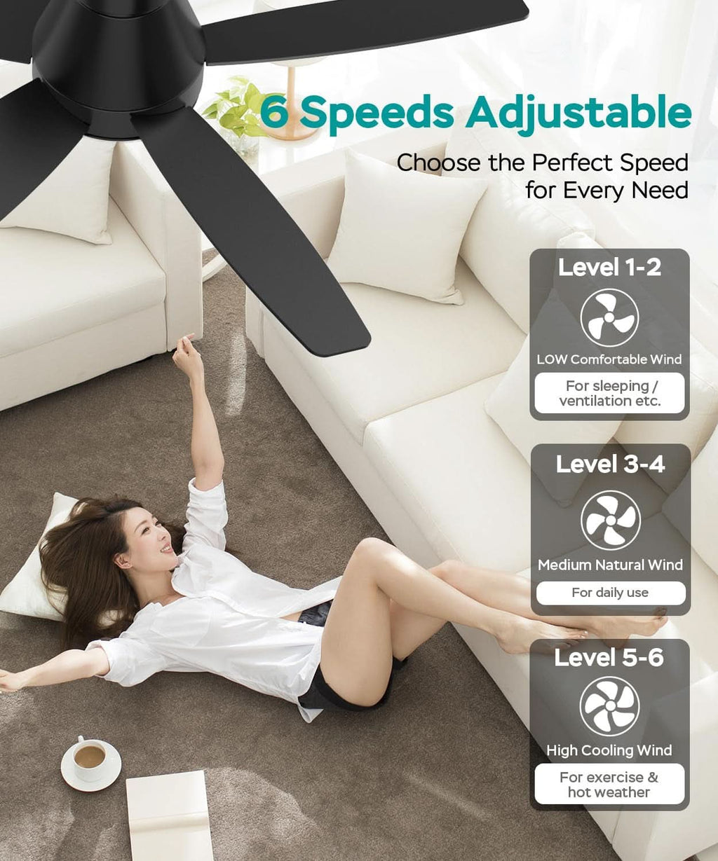 42Inch Ceiling Fan With Lights SteplessDimmable Black-3