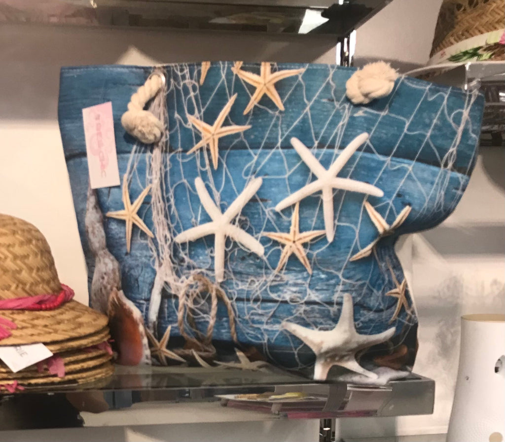 Starfish Blue Canvas Tote Bag-1