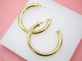 18K Gold Filled 6mm Thick Open Hoop Stud Hoops Earrings For Wholesale Jewelry Supplies & Earring Findings (J57)-0