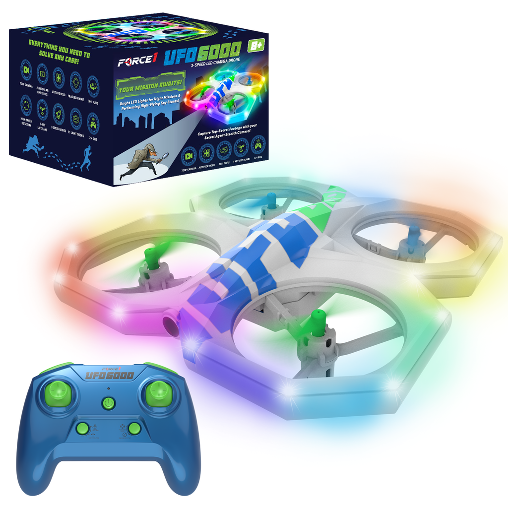Force1 UFO 6000 Mini RC Stunt Aerial Drone, Multicolor LED Lights with Camera-0