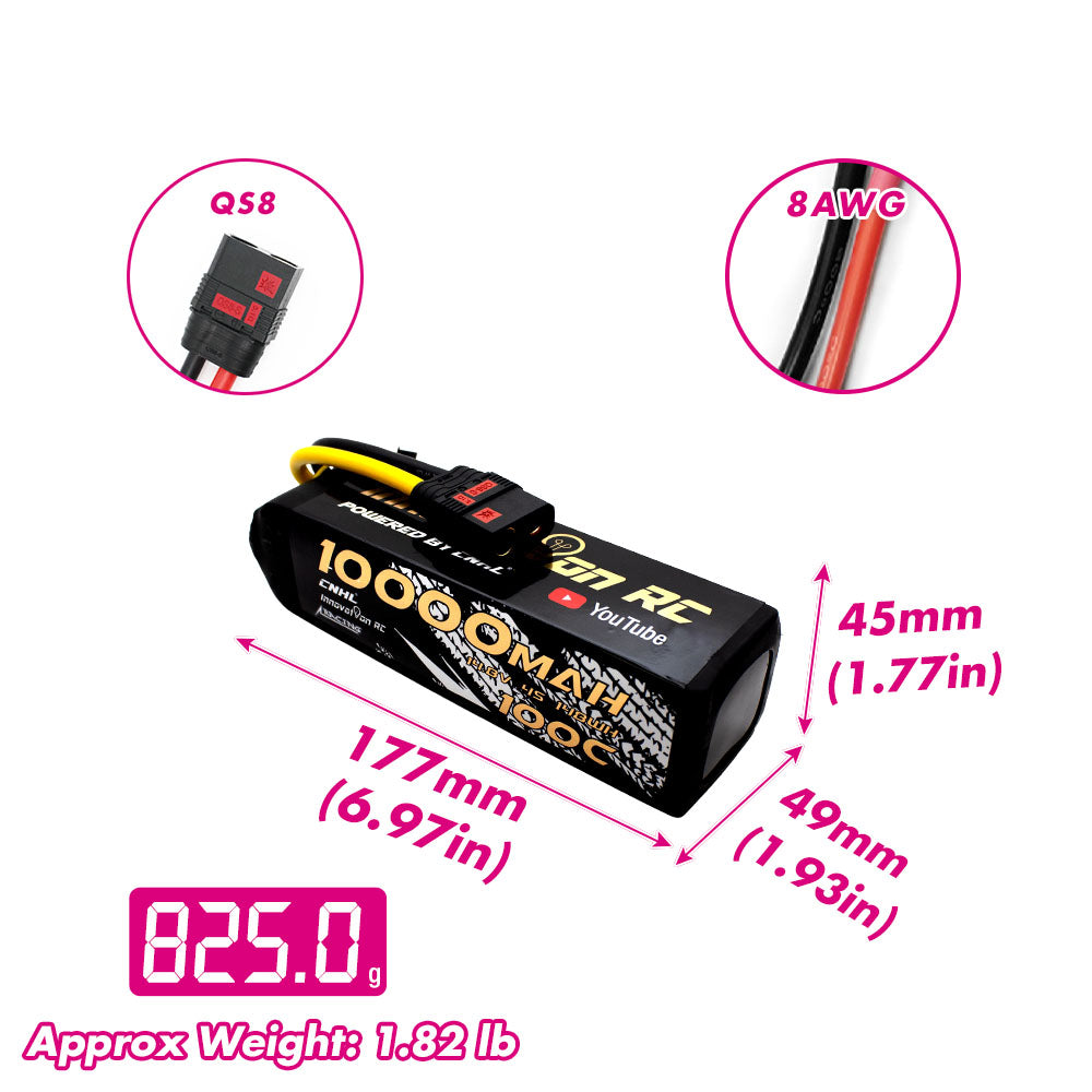 CNHL Innovation RC Series 10000mAh 14.8V 4S Lipo Battery 100C with QS8 Plug