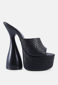 Oomph Quilted Hourglass Heel Platform Sandals-5