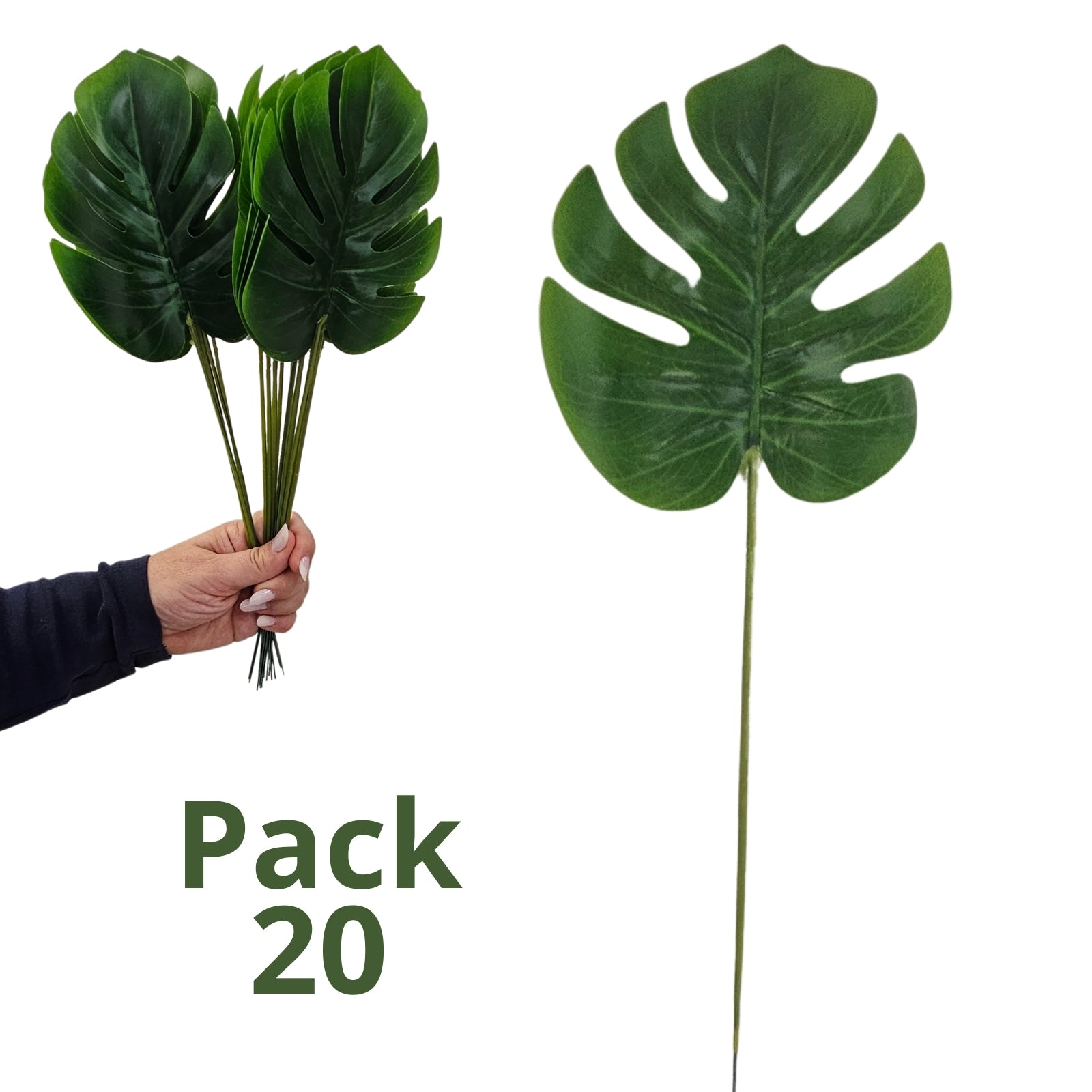 Charlo's Pack 20 OR 40 Monstera Artificial Plants Palm Leaves Tropical Imitation for Home Kitchen Party Flowers Arrangement Decorations-1