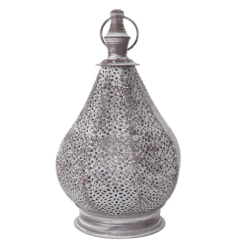 12''H Moroccan Metal Table Lamp Battery Powered Cordless Lamp with LED Fairy Lights Bulb-1
