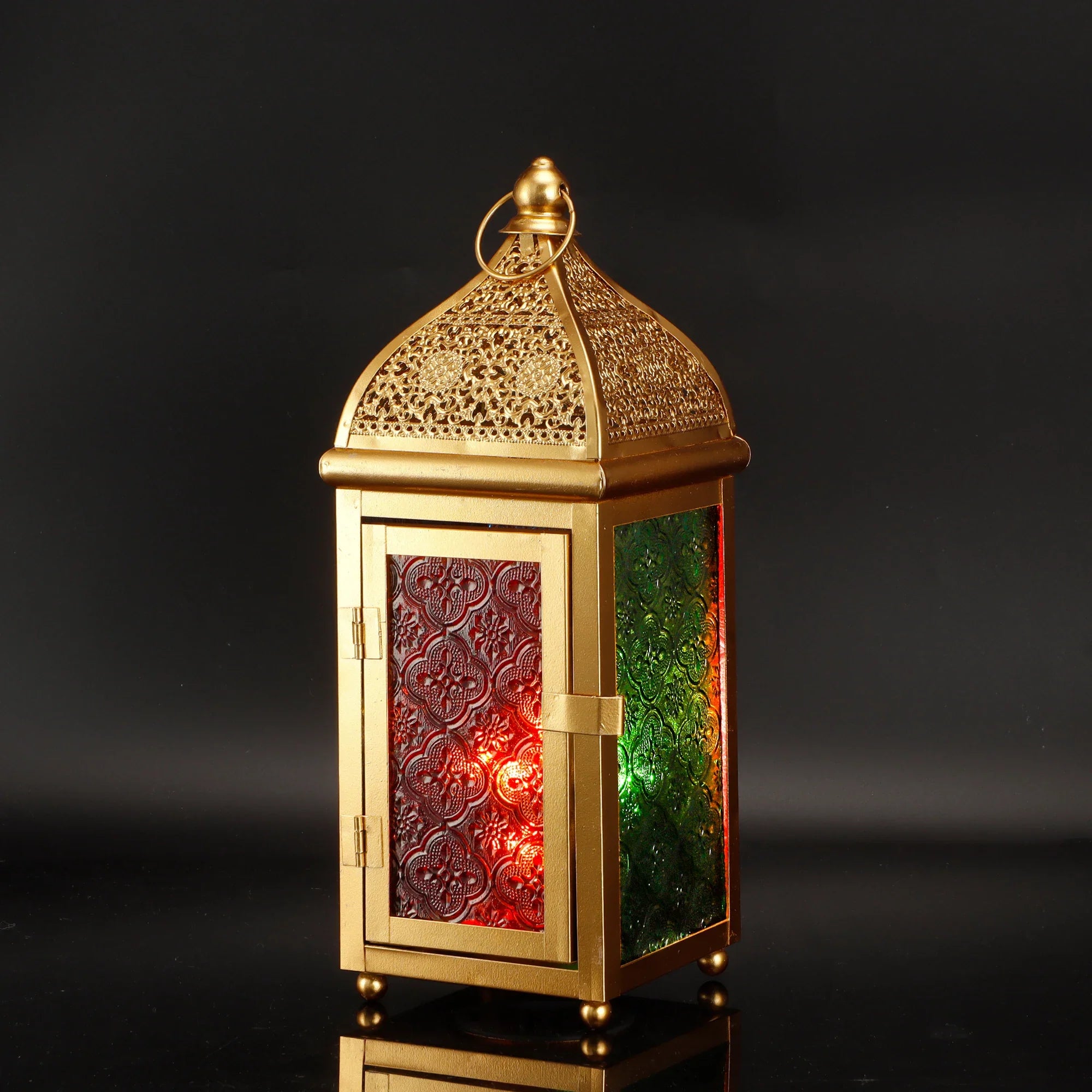 Gold Moroccan Lantern 12" H Battery Operated Decorative Lantern-0