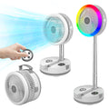 Neofeel Portable Oscillating Standing Fan, 40000mAh Rechargeable Battery Operated Fan with Remote/Timer, RGB Lighting Fan, Pedestal Floor Fan for Bedroom Party Camping (White, 40000mAh)-0