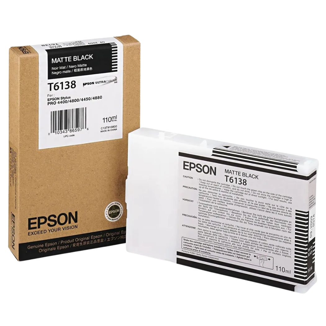 Genuine Epson 110ml Matte Black Inkjet Cartridge, T613800-0