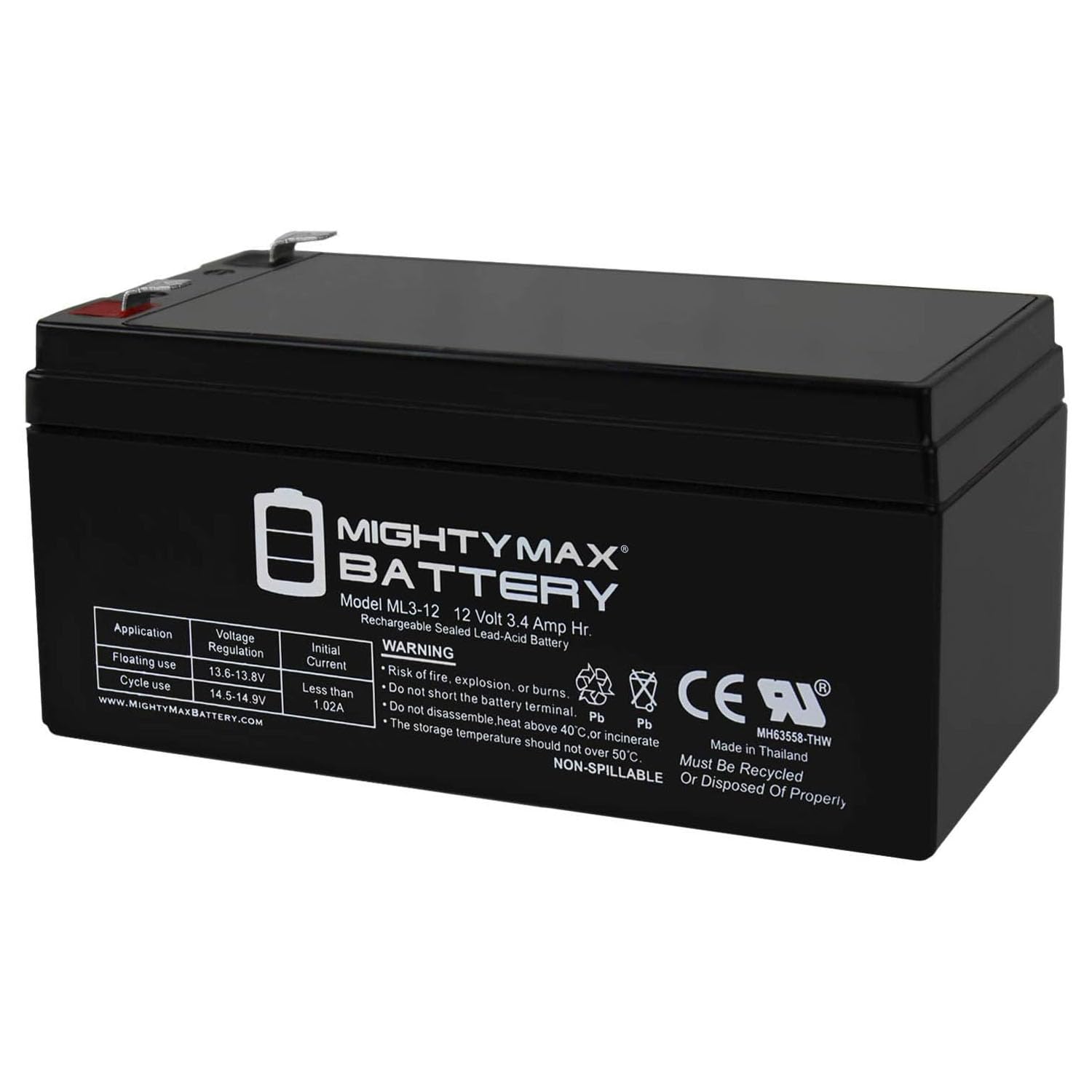 Mighty Max Battery ML3-12 12 Volt 3.4 Ah SLA Battery