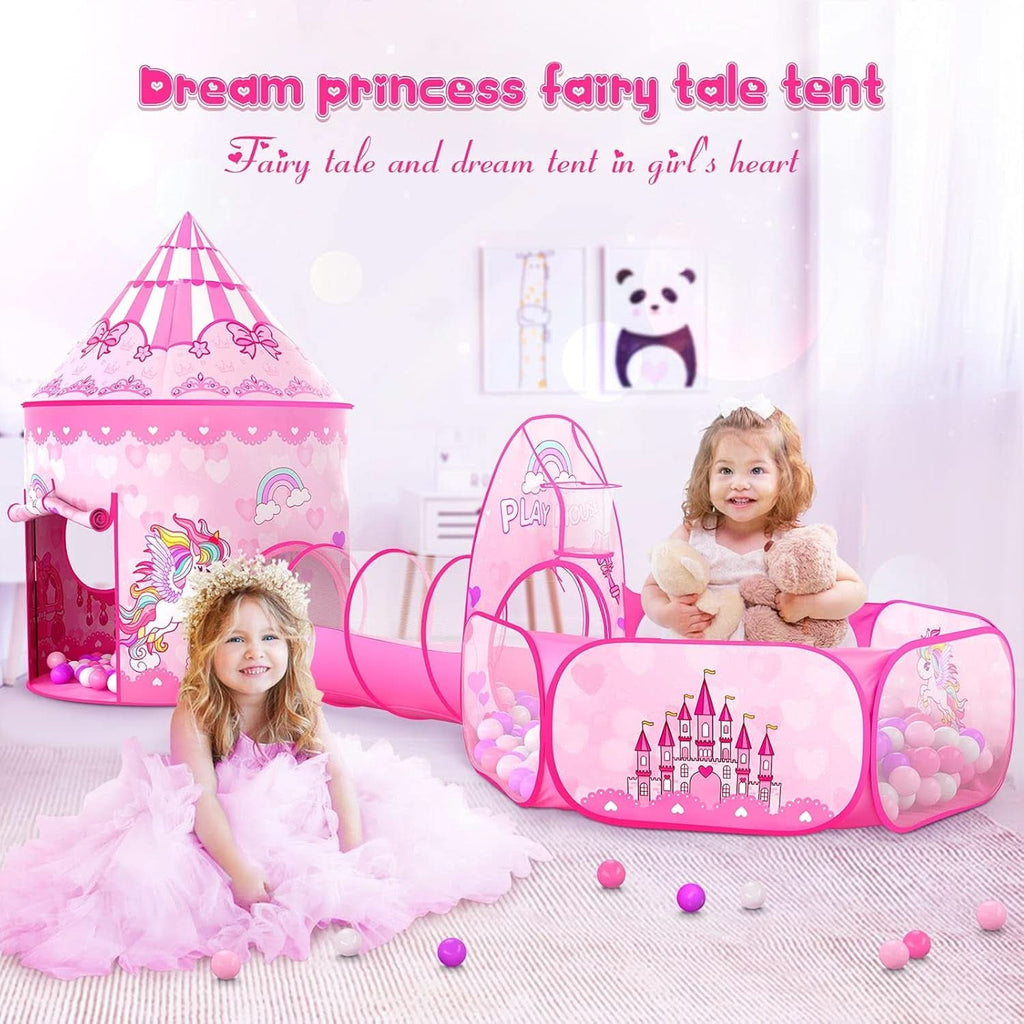 Pink Princess Playhouse Tent Ball Pit Multifunctional-2