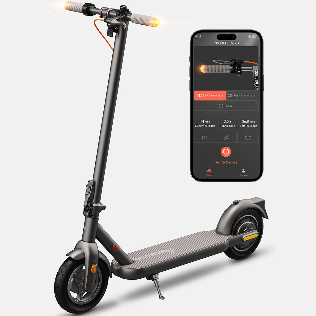 INVANTI V22PRO Electric Scooter for Adults 10" Honeycomb Tires 14 Miles Range 350W Motor & 20 MPH Portable Folding Commuting Electric Scooter with Turn Signals & App Black