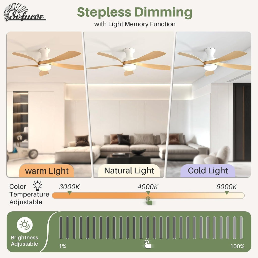 52 Inch Intelligent Ceiling Fan Bluetooth Enabled Remote-3