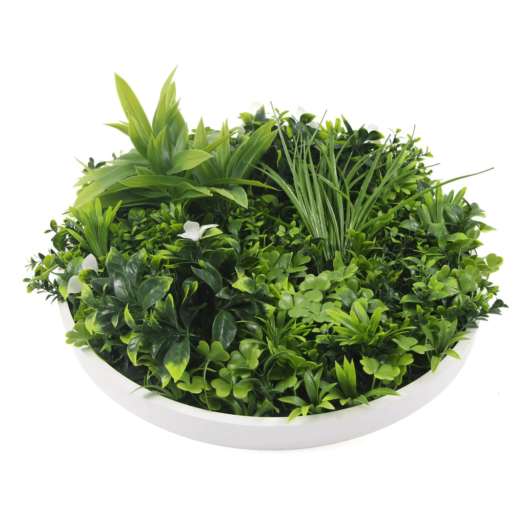 Artificial Green Wall Disc 20in – White Frame – UV Resistant – Commercial Grade-2