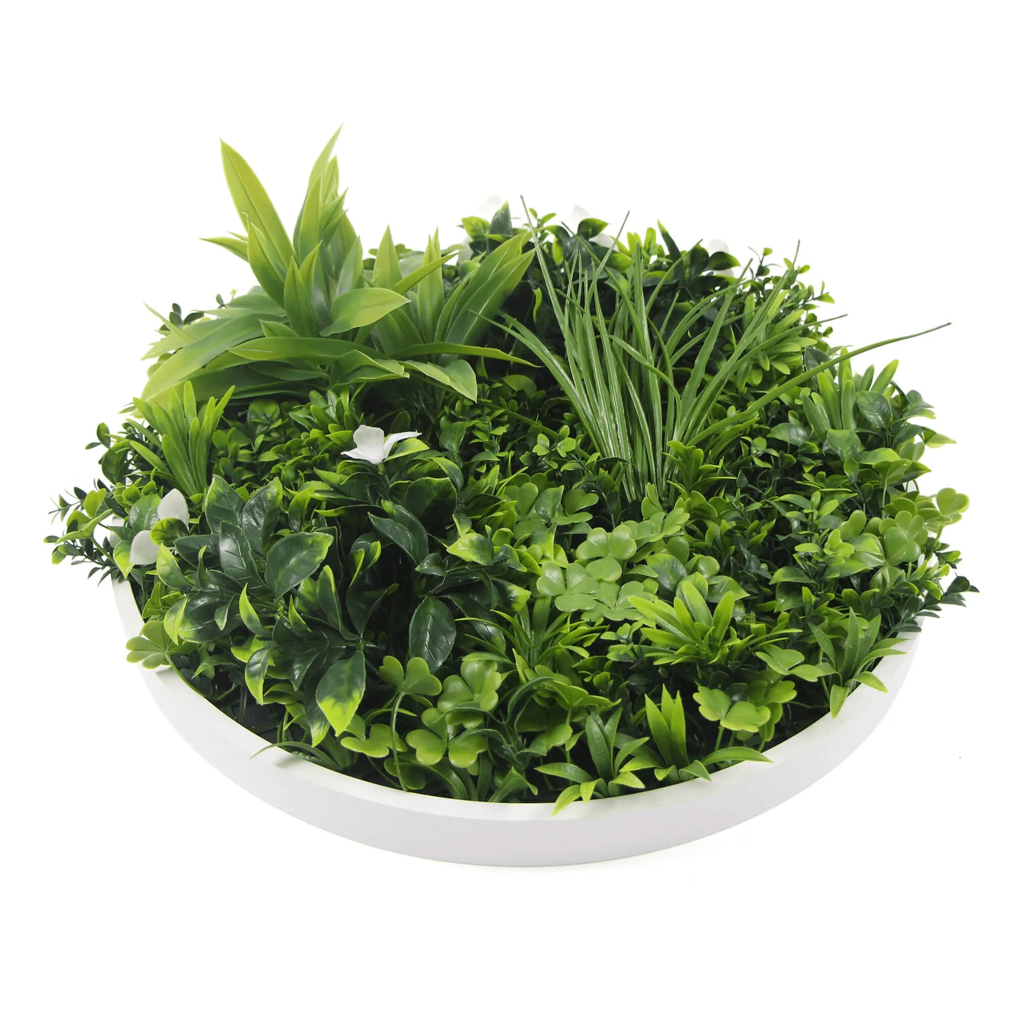 Artificial Green Wall Disc 20in – White Frame – UV Resistant – Commercial Grade-2