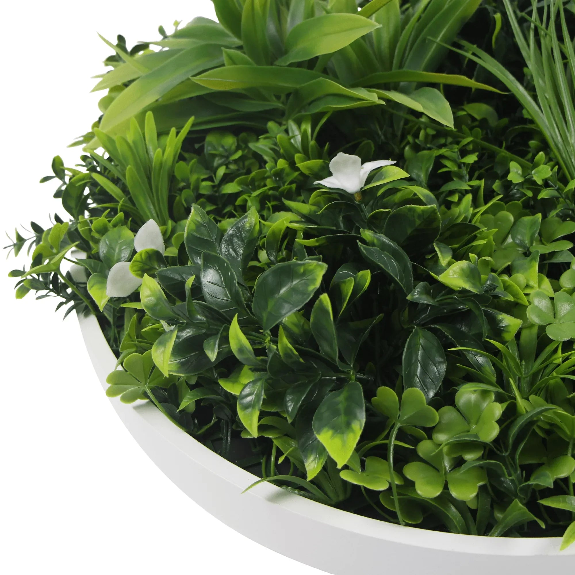 Artificial Green Wall Disc 20in – White Frame – UV Resistant – Commercial Grade-3