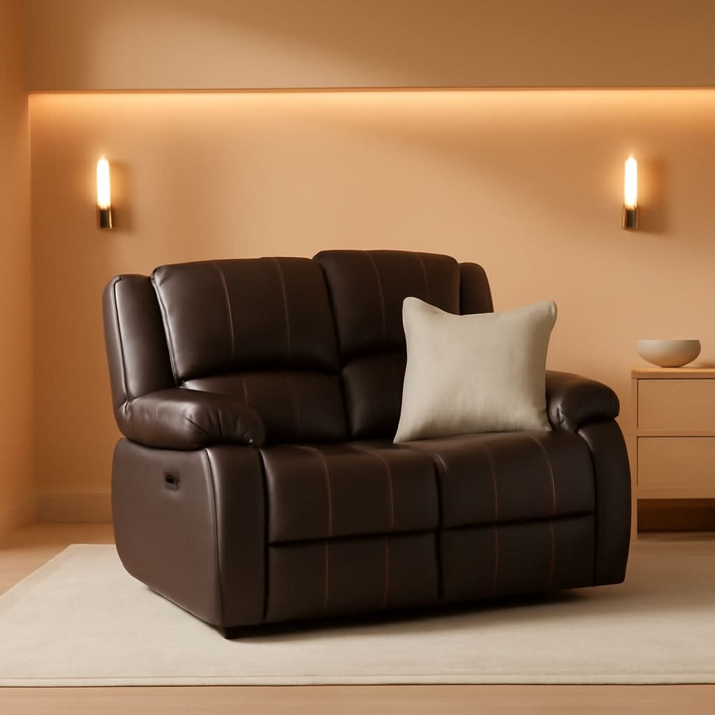 Brown Recliner Loveseat Modern Living Room Furniture-0