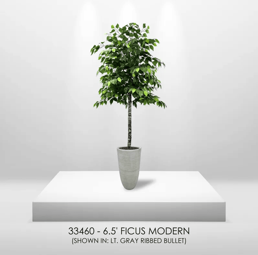 6.5' Premium Artificial Ficus Tree With Real Wood Trunk-4