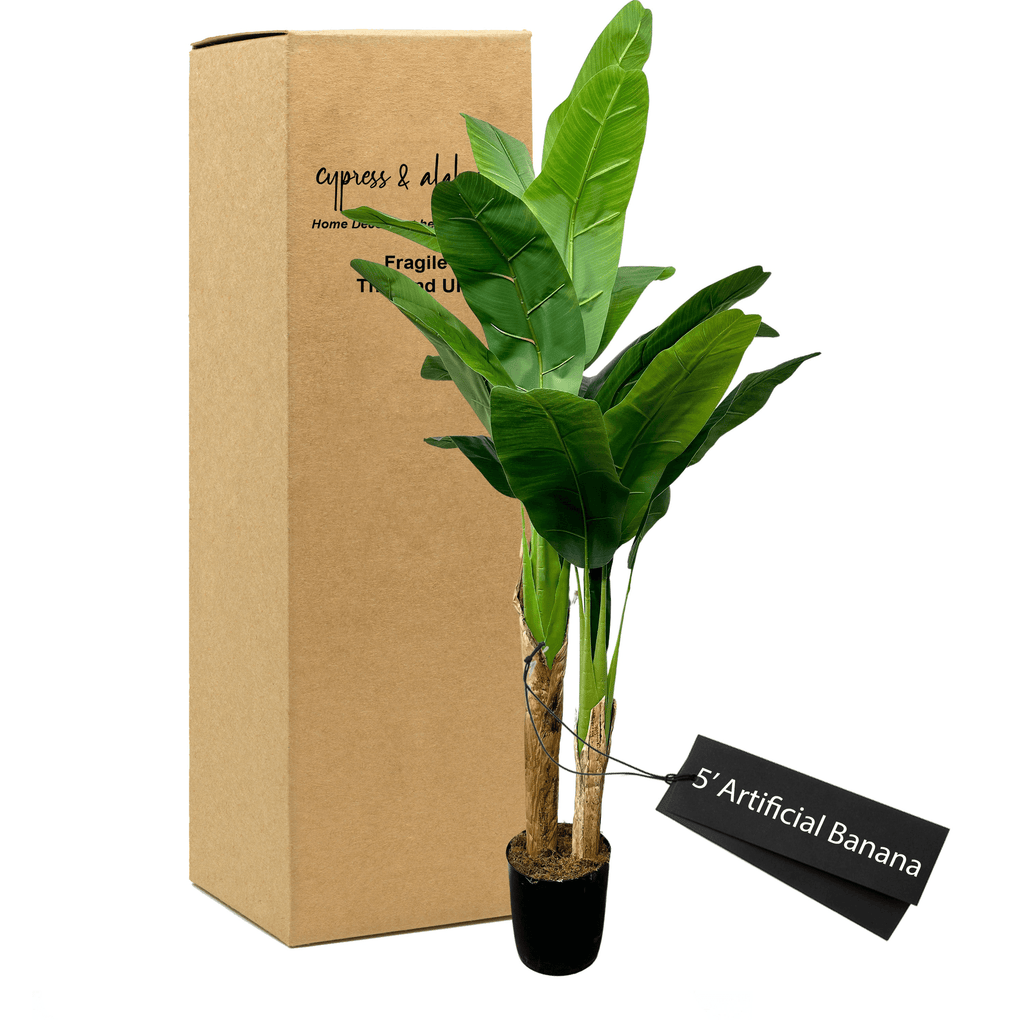 Deluxe 5' Artificial Banana Tree In Home Basics Pot-1
