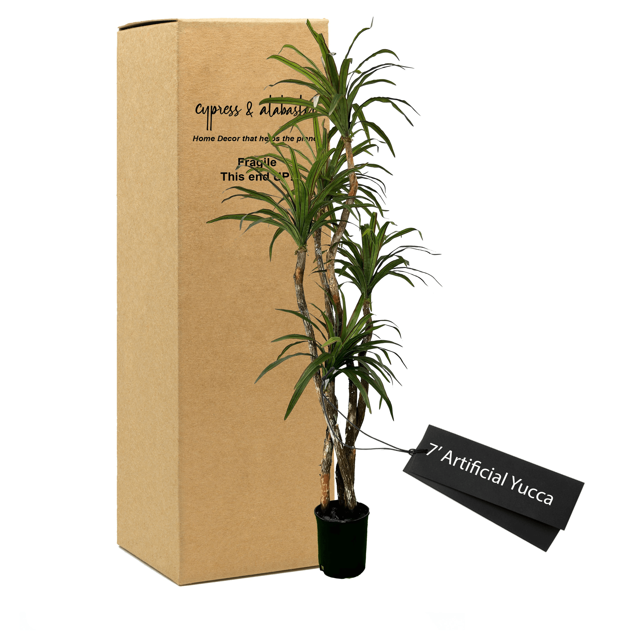 Elegant 7' Artificial Yucca Tree In Decorative Pot-2