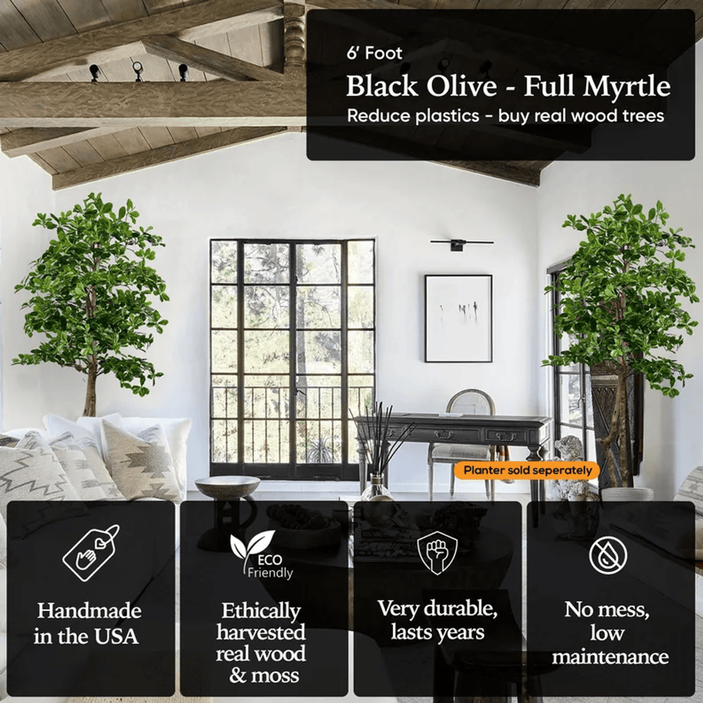 Handcrafted 6' Italian Black Olive Leaf Artificial Tree-3