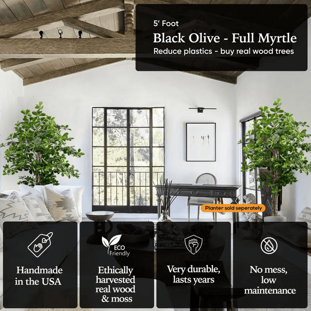 Handcrafted 5' Italian Black Olive Leaf Artificial Tree-3