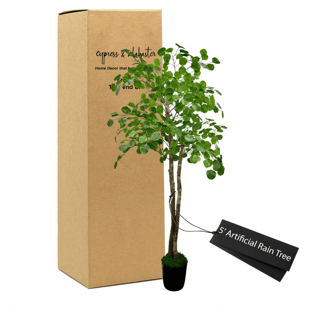 5' Lifelike Artificial Rain Tree In Elegant Plastic Pot-0