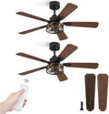 42 Inch Rustic Caged Ceiling Fan With Integrated LED-0