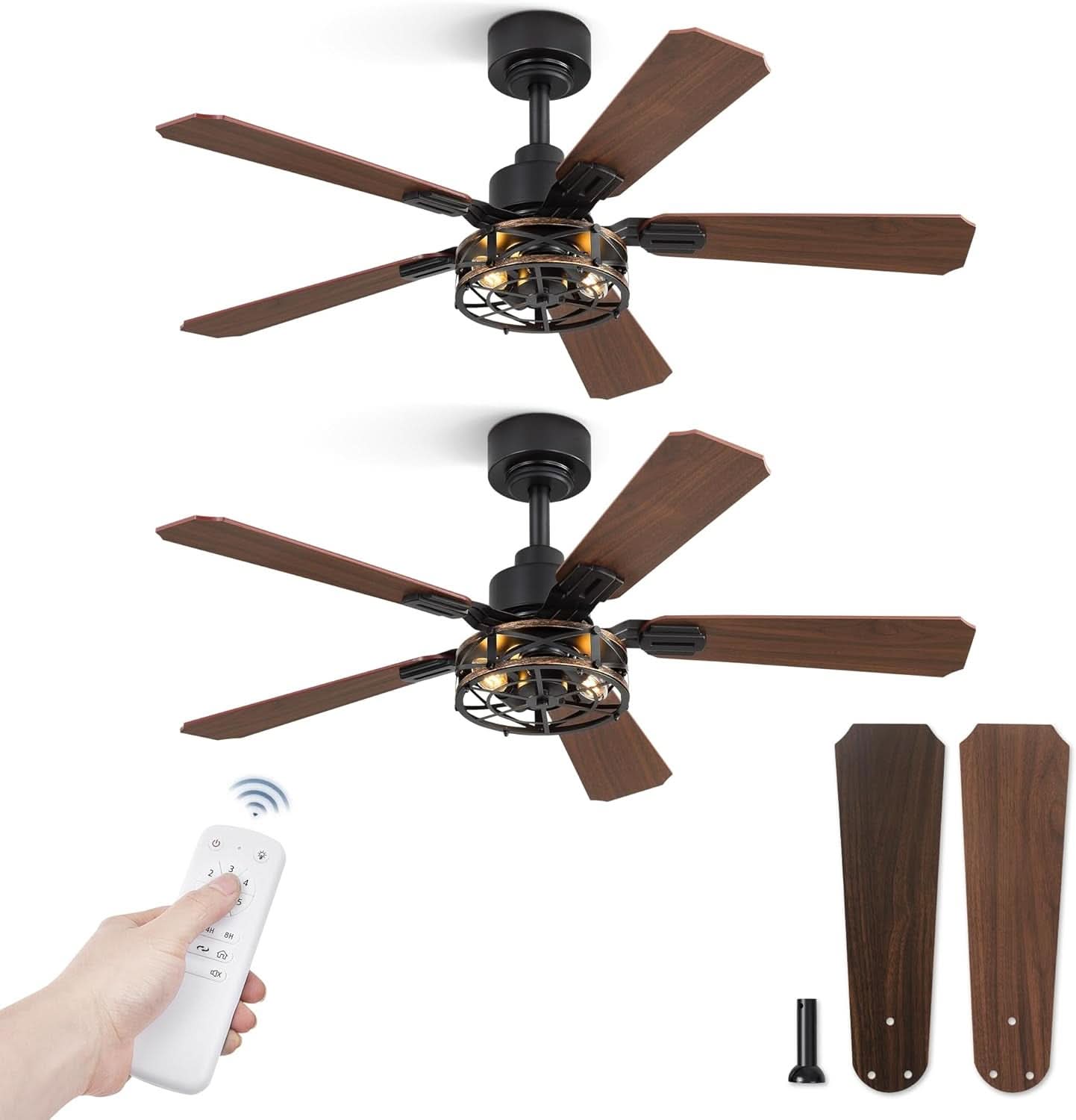 42 Inch Rustic Caged Ceiling Fan With Integrated LED-0