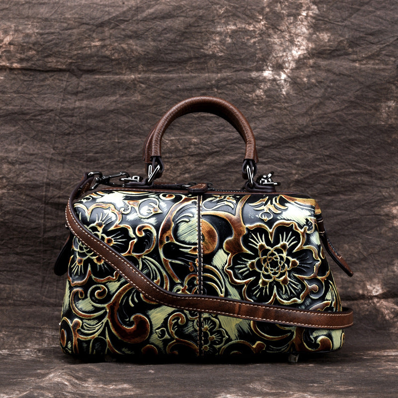 Personalized Hand-printed Cowhide Handbag for Women