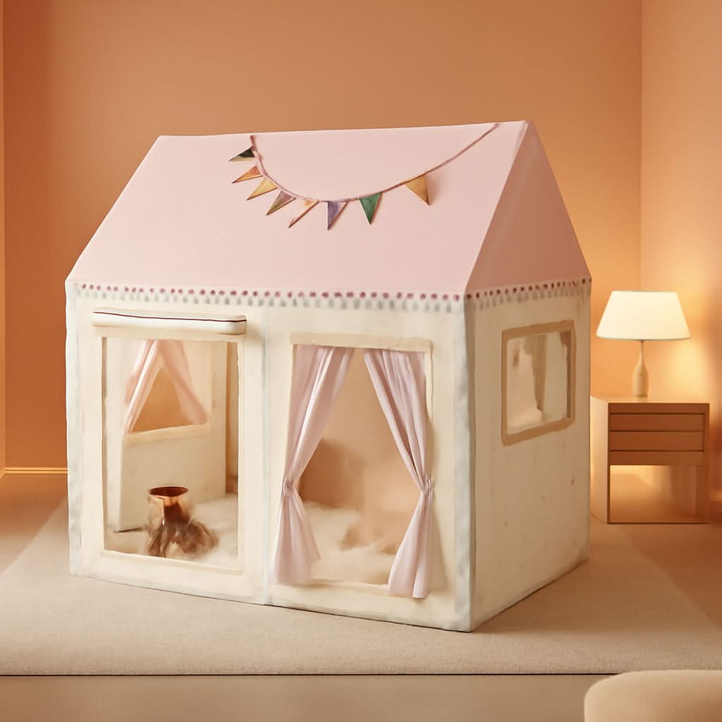 Pink Kids Play Tent With Mat For Toddlers Indoor Playhouse-0