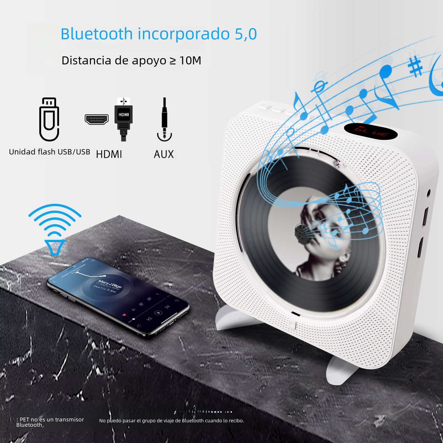 HD Bluetooth DVD CD Player with Portable Speaker