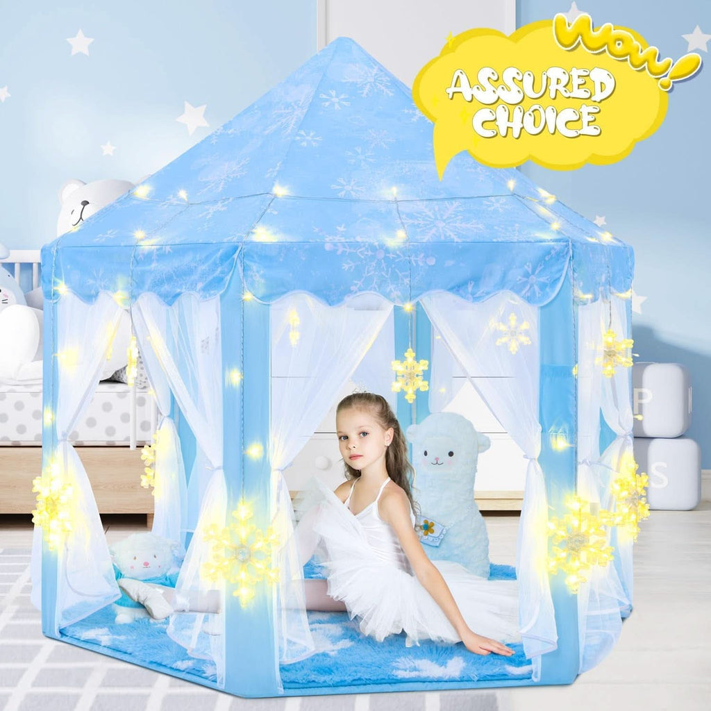 Blue Frozen Princess Tent 55x53 Inches Snow flake Lights-4
