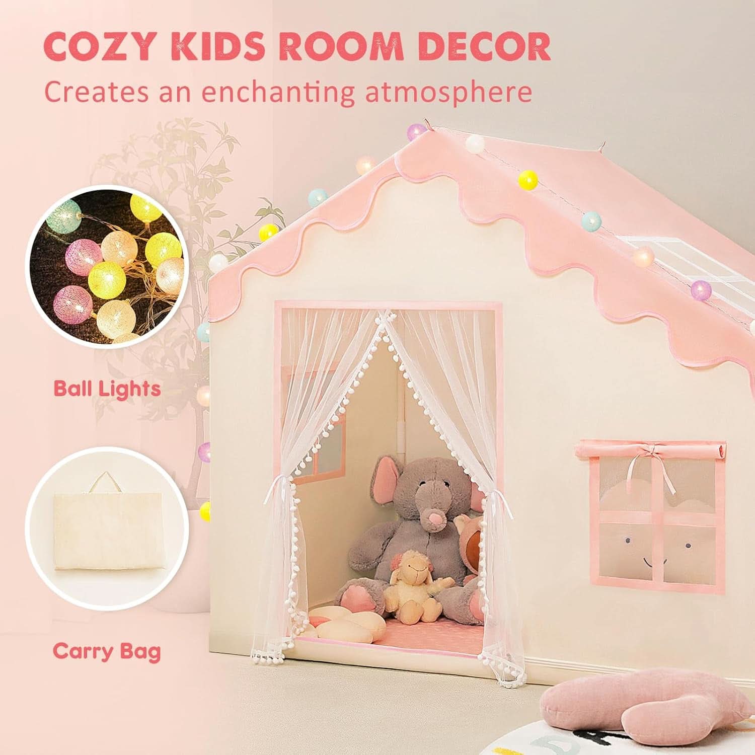 Pink Hyper Durable Indoor Multifunctional Play Tent Lights-3