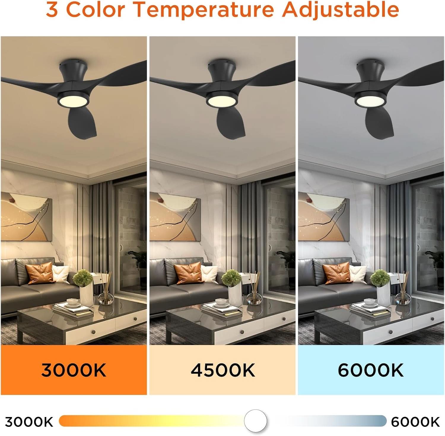 52 Inch Black Ceiling Fan With Integrated Led Lighting-3