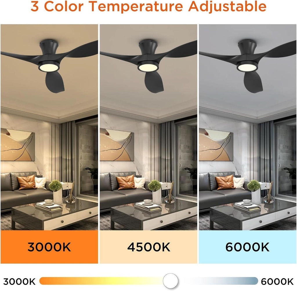 52 Inch Black Ceiling Fan With Integrated Led Lighting-3