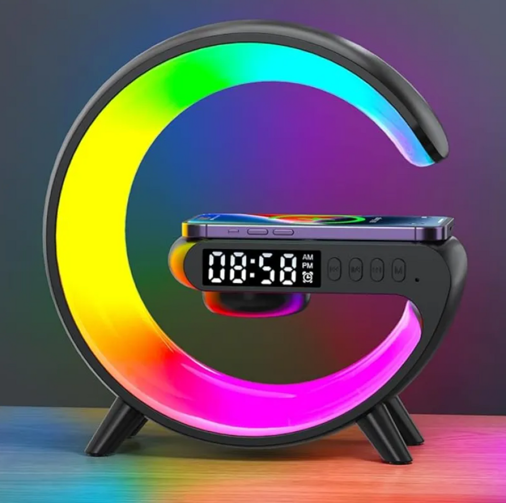 G-Shaped Intelligent LED Lamp with Bluetooth Speaker and Wireless Charger