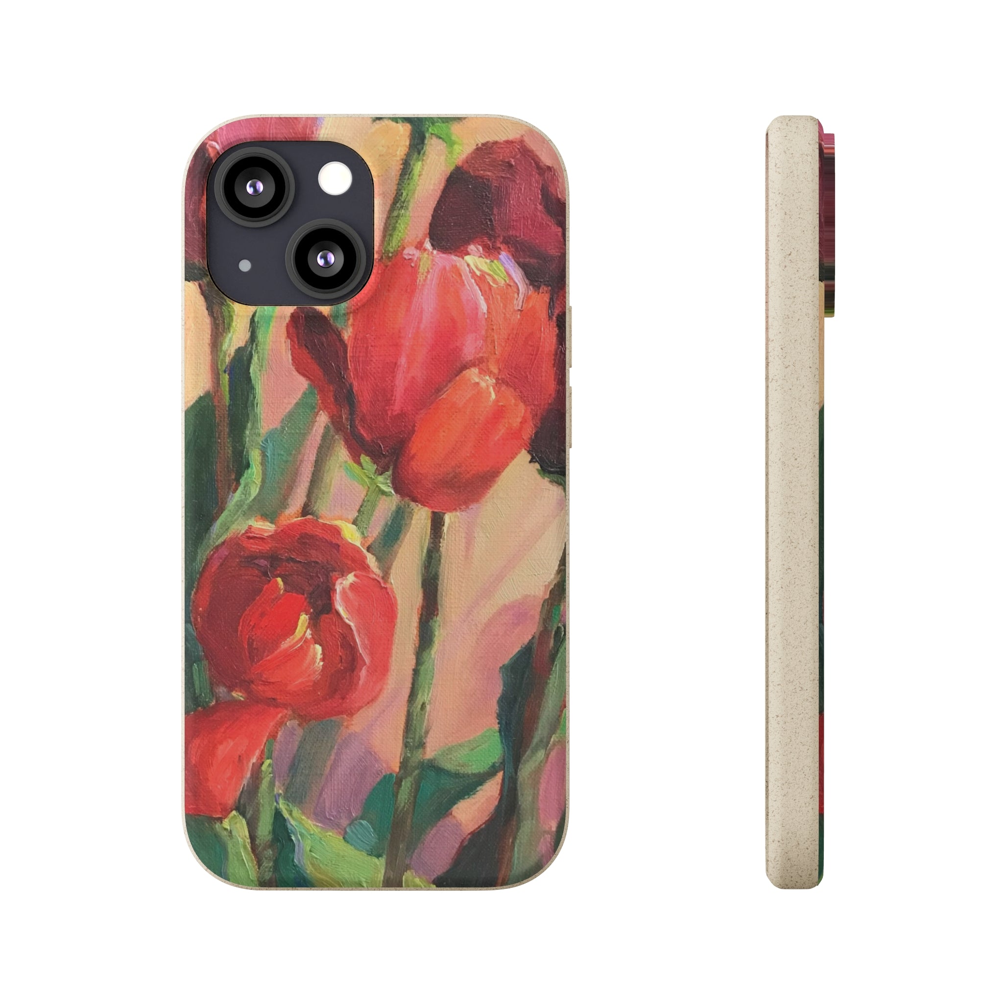 Biodegradable Phone Case with 'Red Tulips' Floral Original Artwork by Barbara Cleary-14