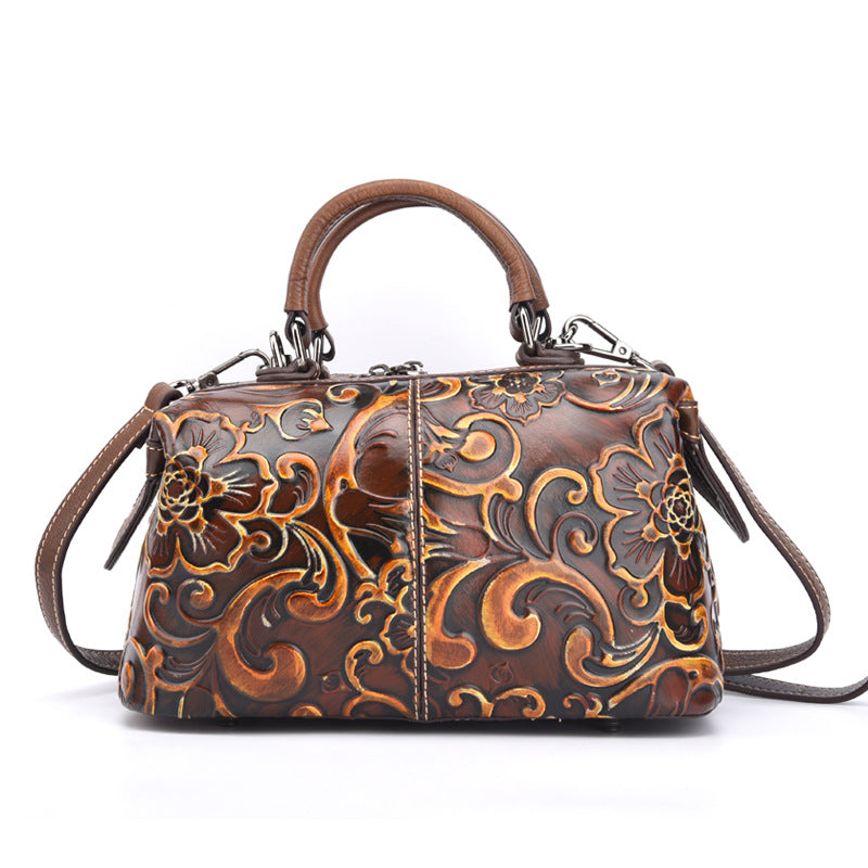 Personalized Hand-printed Cowhide Handbag for Women