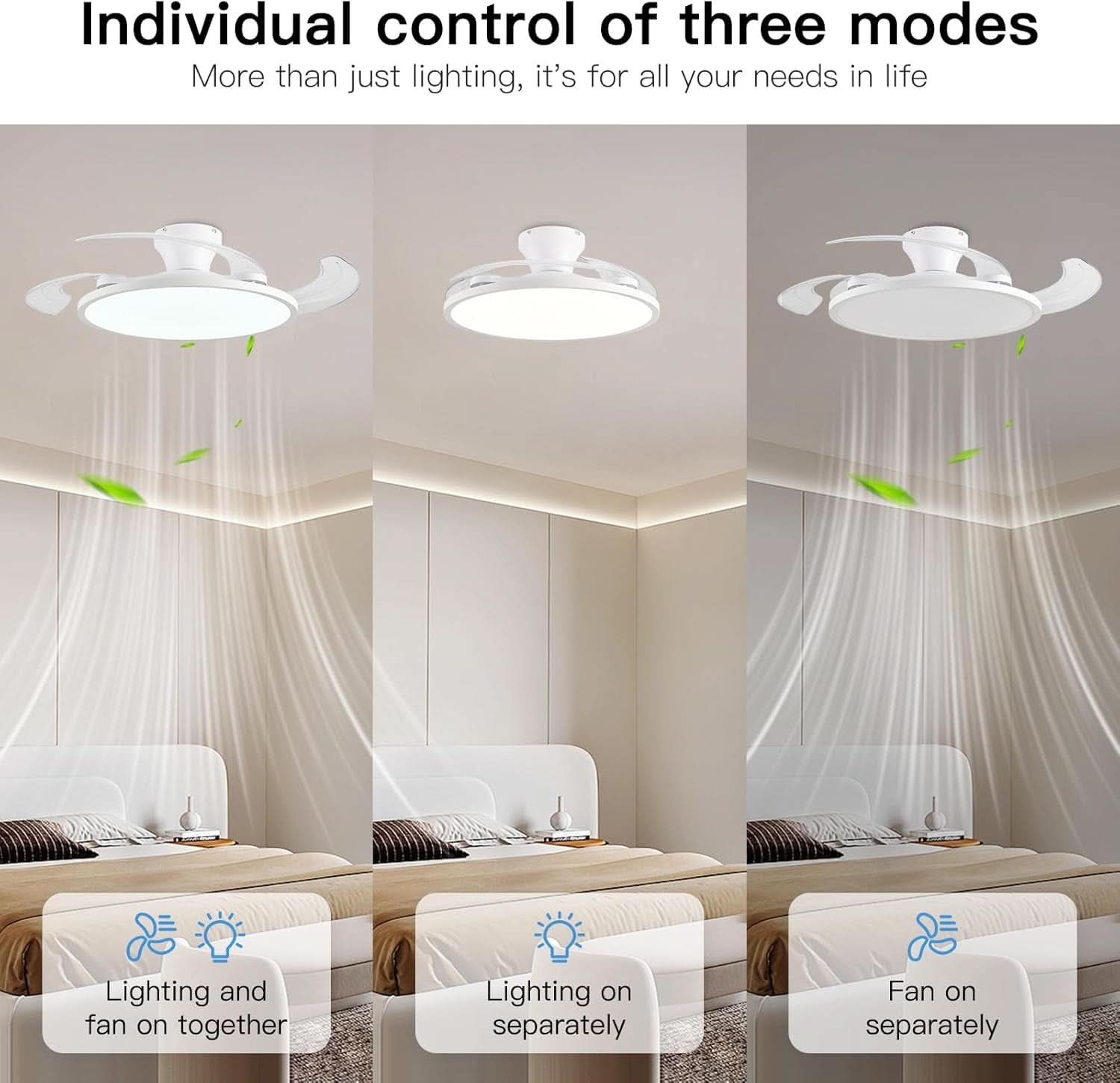 42 Inch Retractable Ceiling Fan Featuring Lighting-1