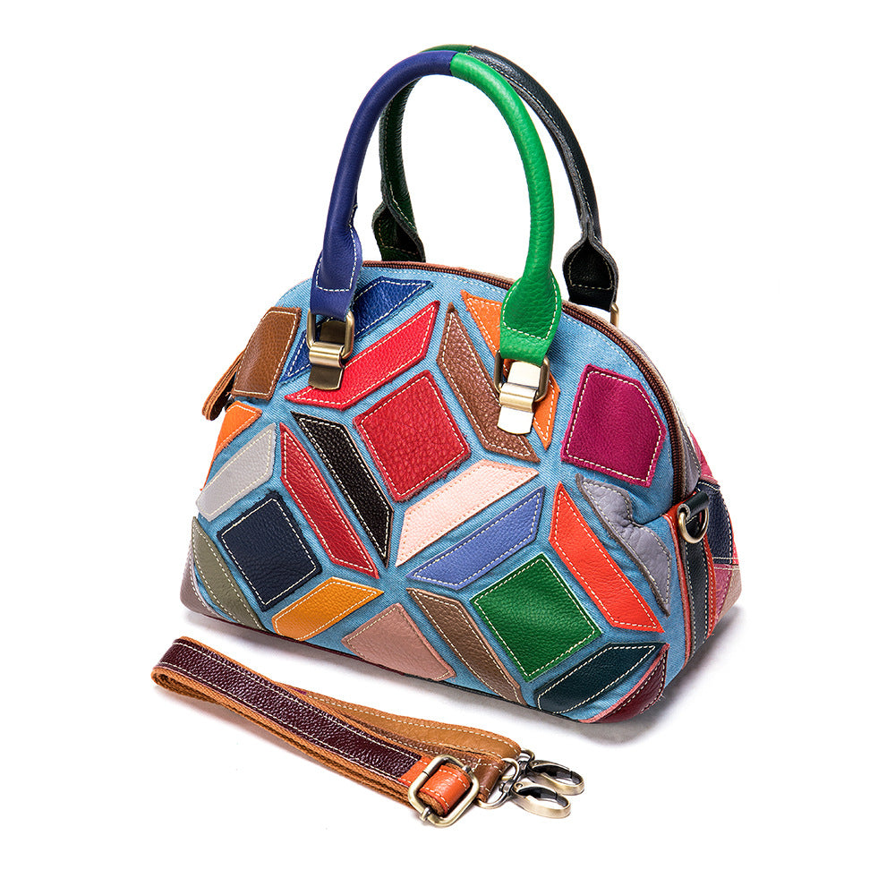 Genuine Leather Handbag 2020 - Vintage Colorful Tote