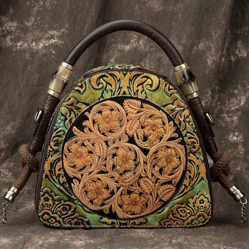 Large Cowhide Leather Handbag - European Style Messenger