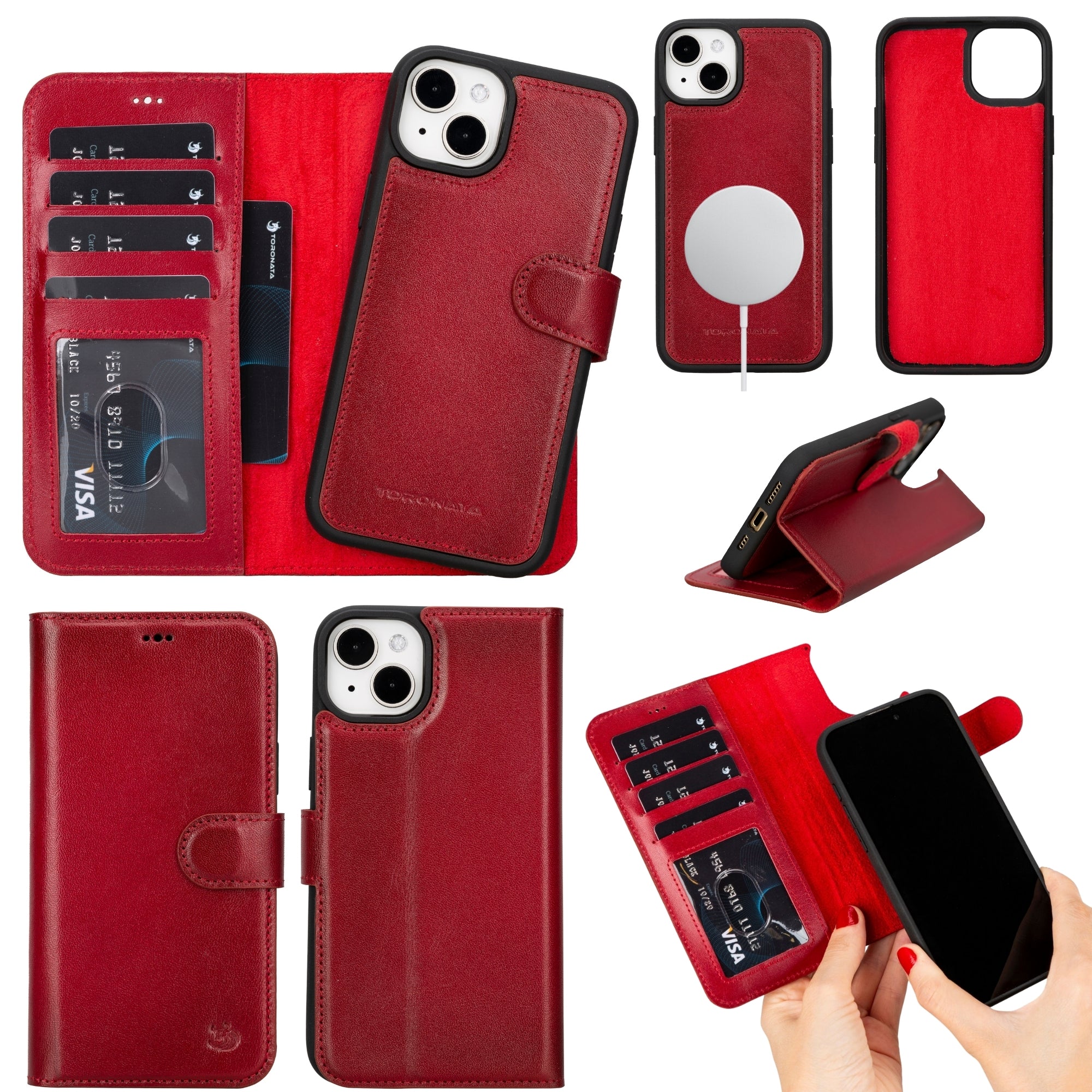 Casper Leather iPhone 15 Plus Wallet Case | Detachable MagSafe Compatible RFID Protection-9