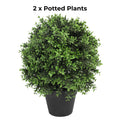 Potted Boxwood Shrub Artificial Topiary Set of 2 – UV Resistant-0