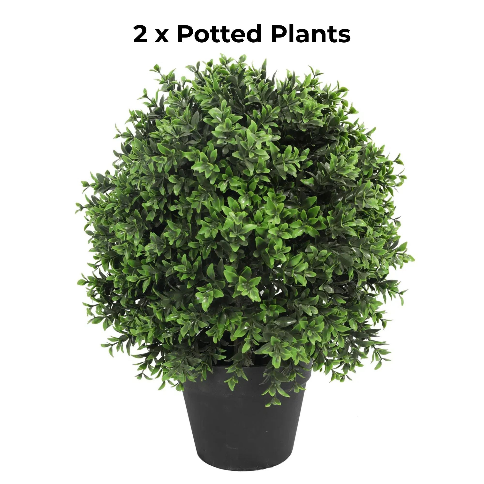 Potted Boxwood Shrub Artificial Topiary Set of 2 – UV Resistant-0
