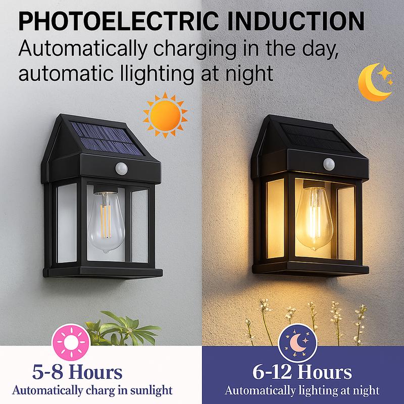 4 Pack Solar Outdoor Wall Lights with Motion Sensor, Waterproof IP65 Garden Security Lighting, 3 Modes Auto Dusk to Dawn, Wireless Decorative Lamp for Patio, Villa, Pathway-2