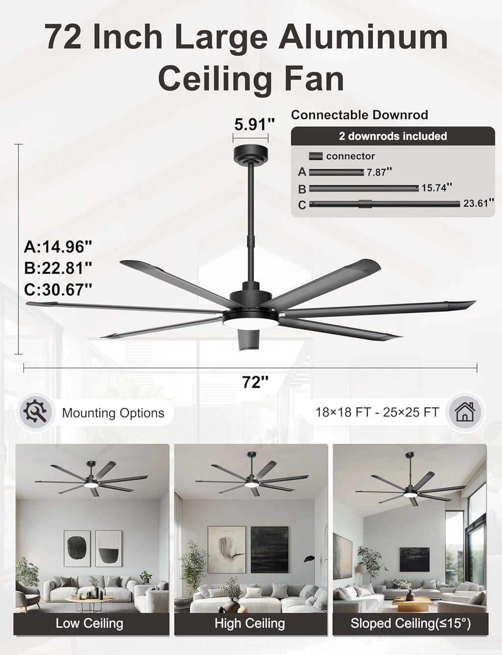72Inch Industrial Ceiling Fan With Dimmable Lights-3