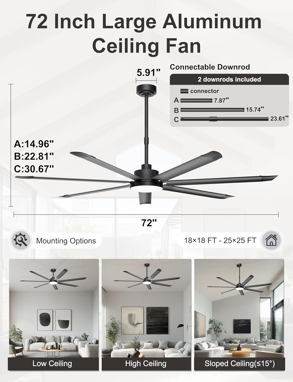 72Inch Industrial Ceiling Fan With Dimmable Lights-3