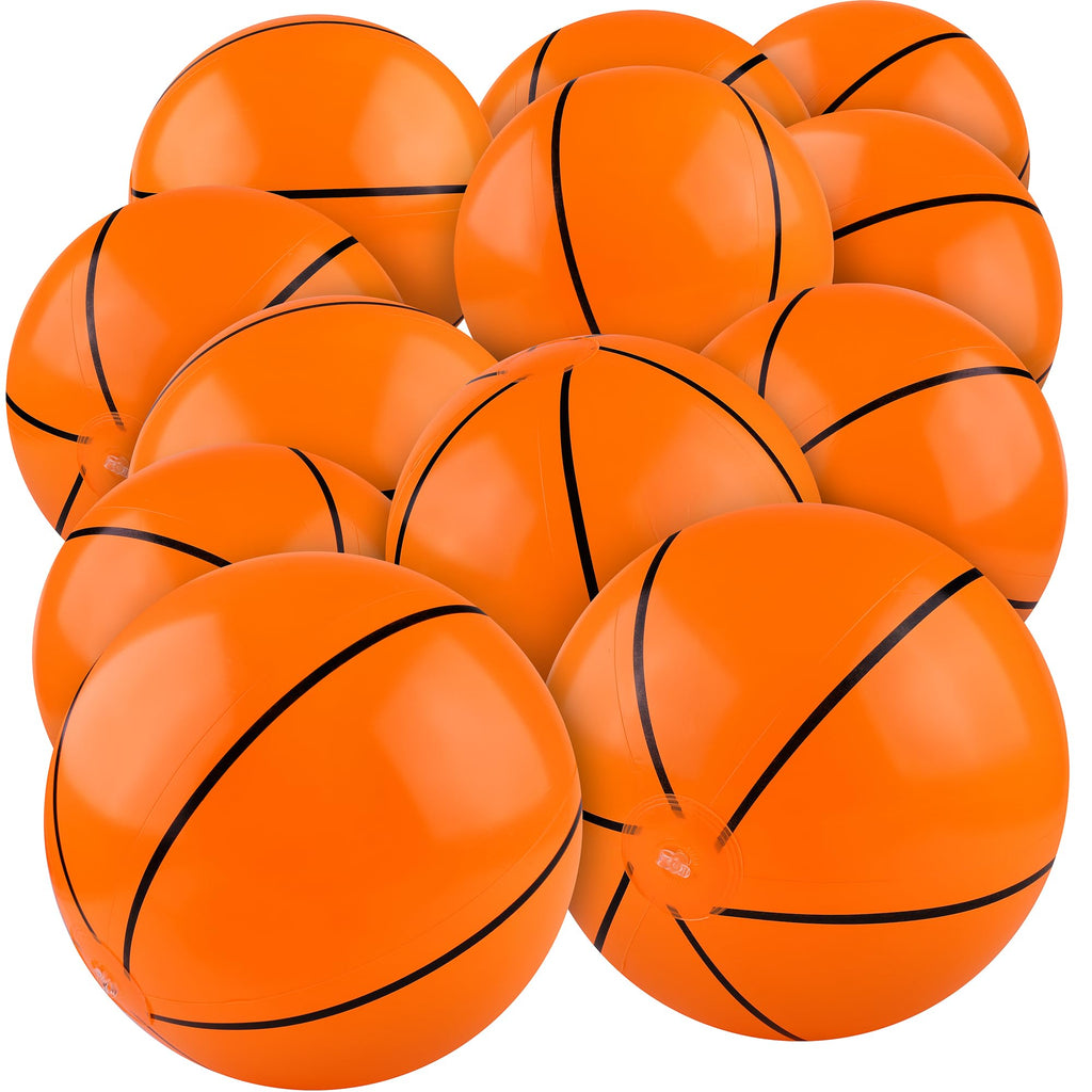durony 12 Pieces Basketball Beach Ball 11 Inch Inflatable Basketball Bouncing Sports Ball Bouncy Toy Favors for Basketball Birthday Party Summer Beach Pool Games Decorations